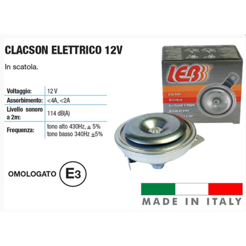 CLACSON AUTO/MOTO SINGOLO UNIVER.