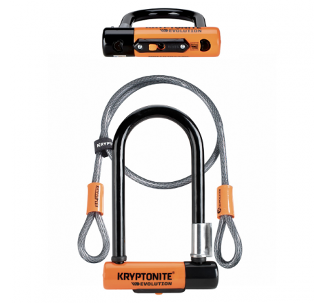 Lucchetto U-Lock MINI-7 CON CAVO - nero arancio